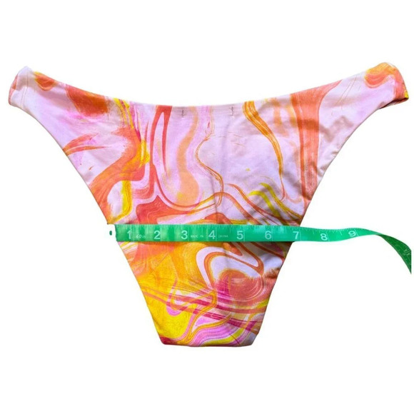 AQUA SWIM Swirl Print Scoop Front Bikini Swim Suit Bottom Cheeky NWT Small - Picture 5 of 6